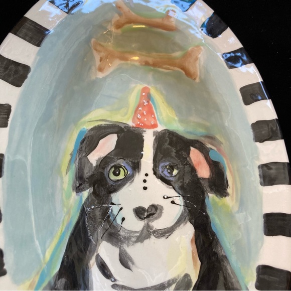 Handmade Ceramic Oval Serving Tray “Dog Dreams ” 12”x8”Original Design - Picture 3 of 13